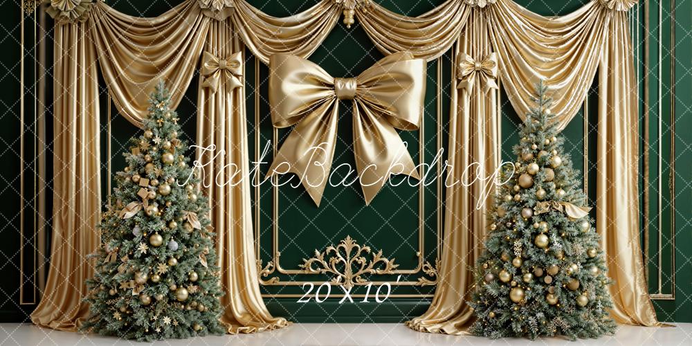 Kate Noël Sapin Rubans Doré Vintage Toile de fond conçue par Emetselch - Kate Backdrop FR
