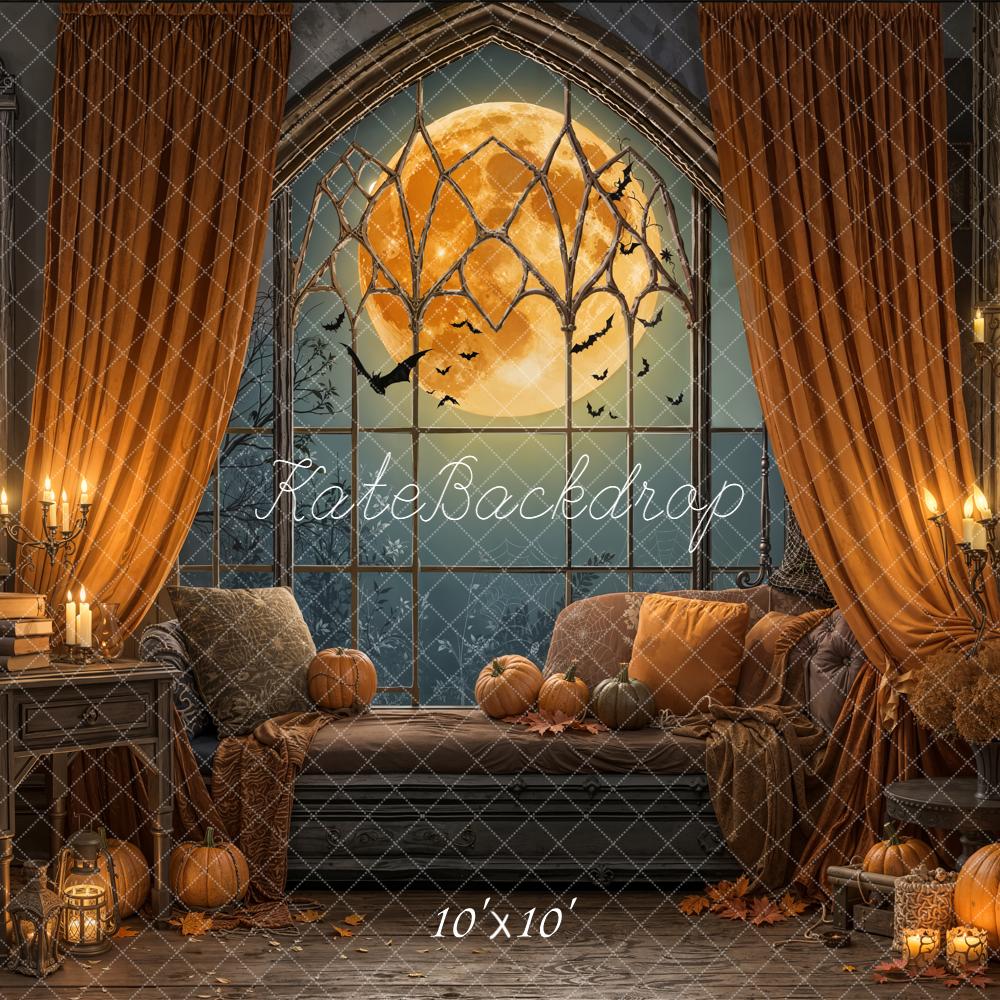 Kate Halloween Salon Lune Citrouilles Toile de fond conçue par Emetselch - Kate Backdrop FR