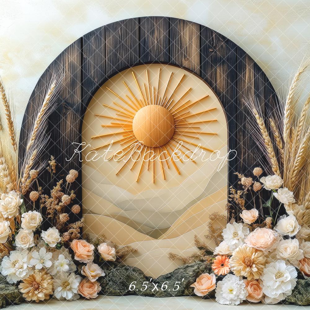 Kate Bohème Arc Bois Soleil Fleurs Toile de fond conçue par Mini MakeBelieve - Kate Backdrop FR