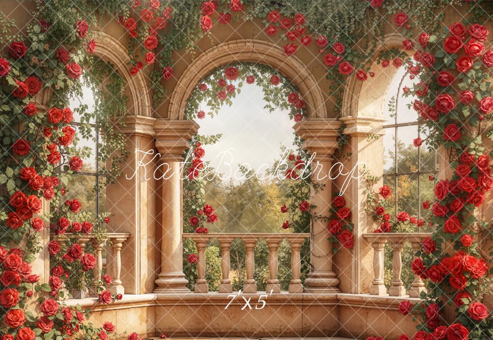 Kate Architecture Balcon Roses Romantique Toile de fond conçue par Emetselch - Kate Backdrop FR