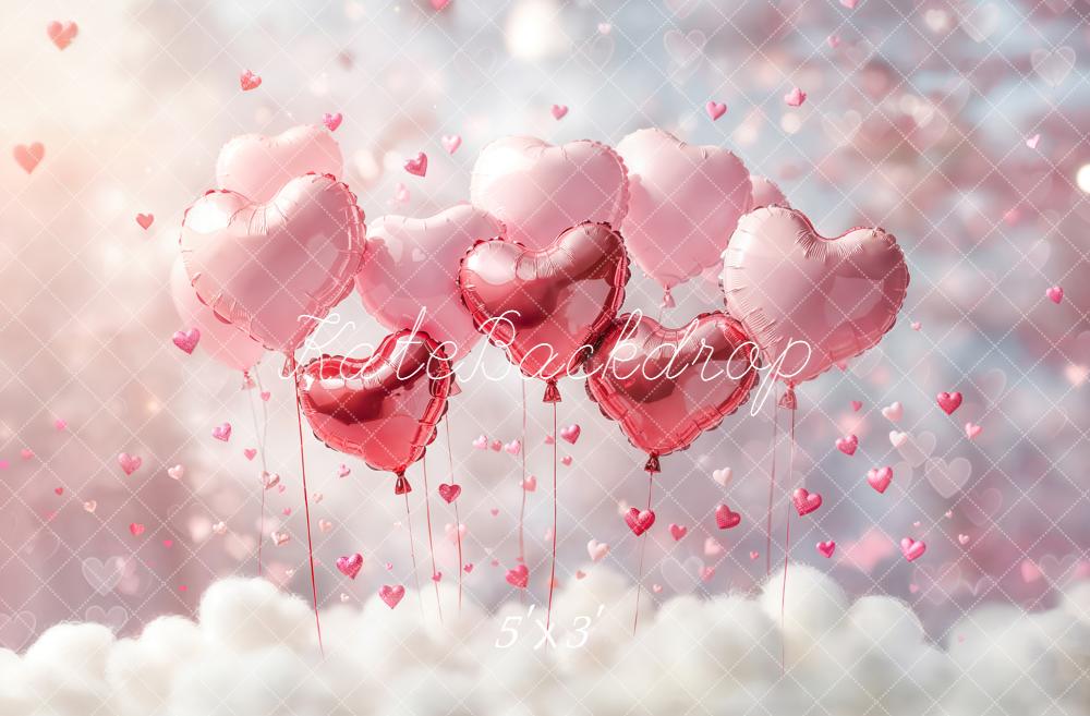 Kate La Saint Valentin Ballons Cœurs Nuages Toile de fond conçue par Emetselch - Kate Backdrop FR