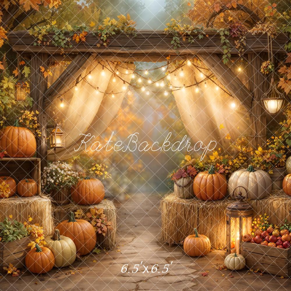 Kate Automne Citrouilles Lumière Foins Toile de fond conçue par Emetselch