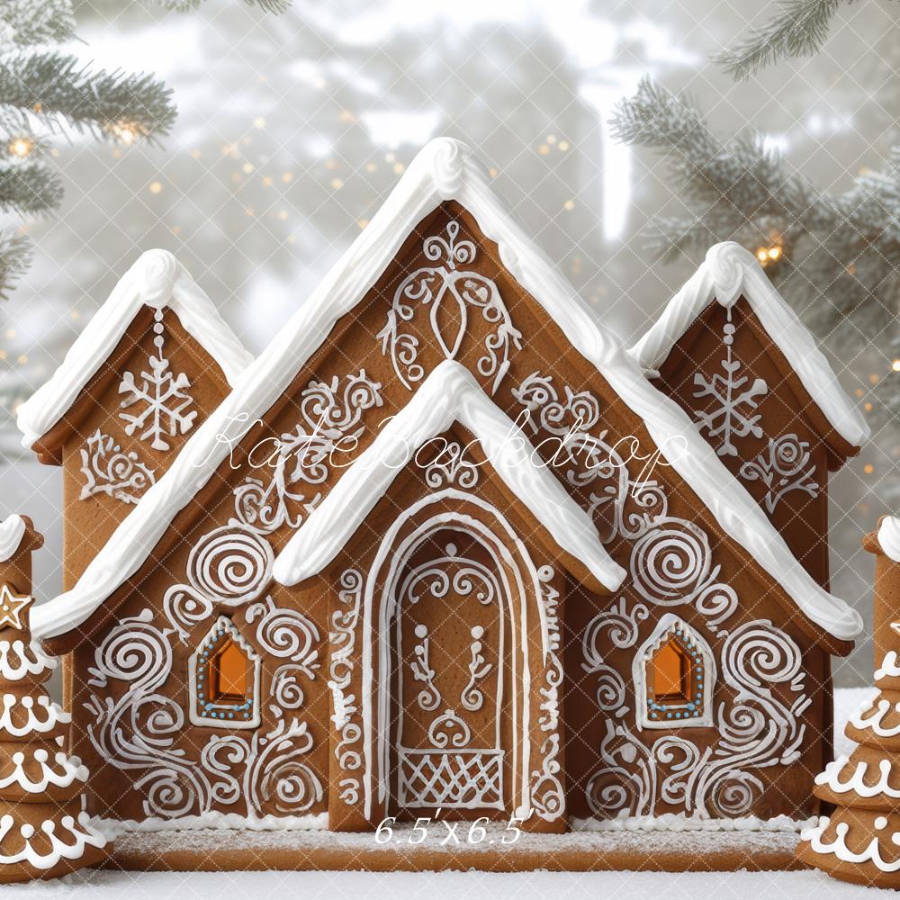 Kate Noël Maison Pain d'Épice Neige Toile de fond conçue par Mini MakeBelieve - Kate Backdrop FR