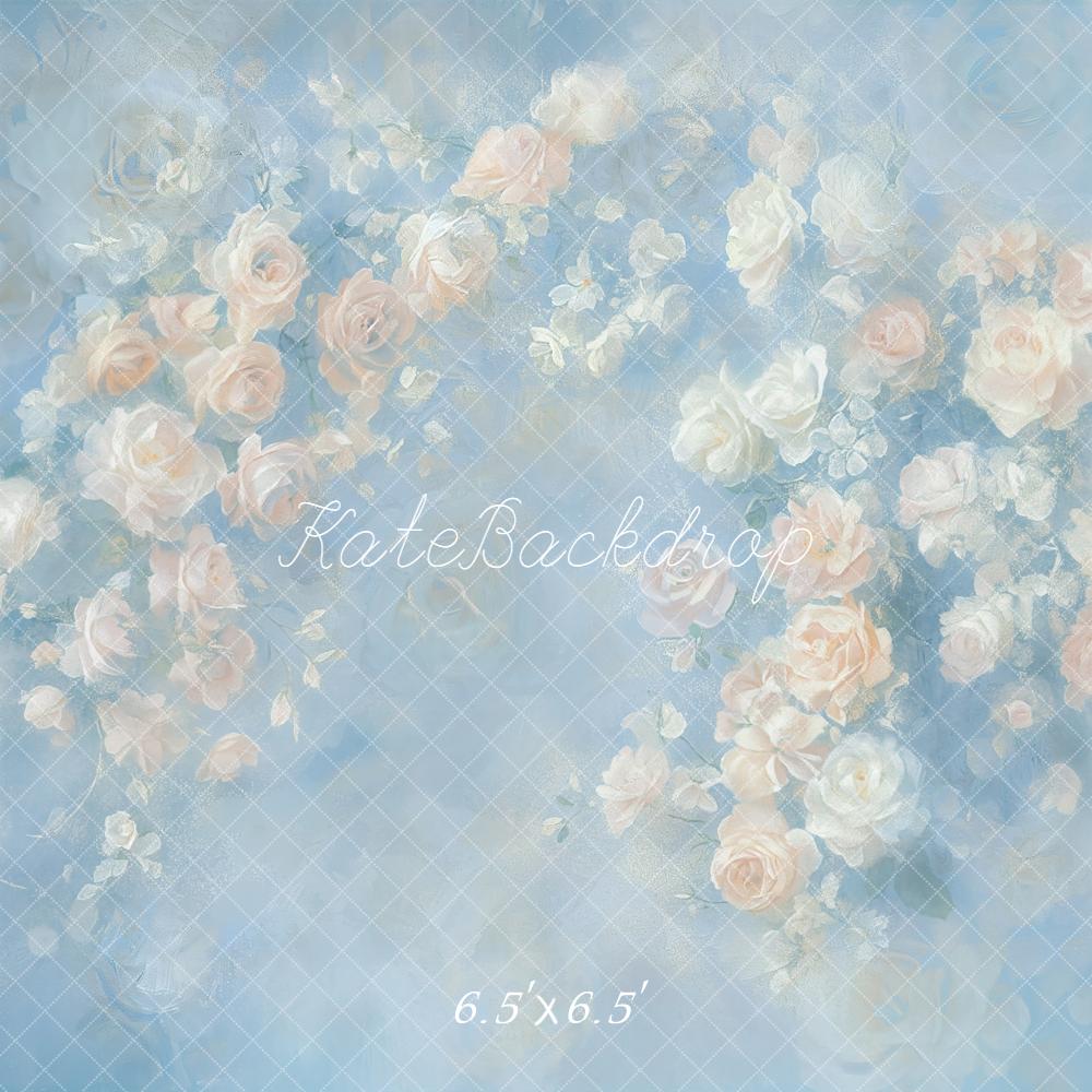 Kate Fleurs Roses Bleu Pastel Toile de fond conçue par GQ