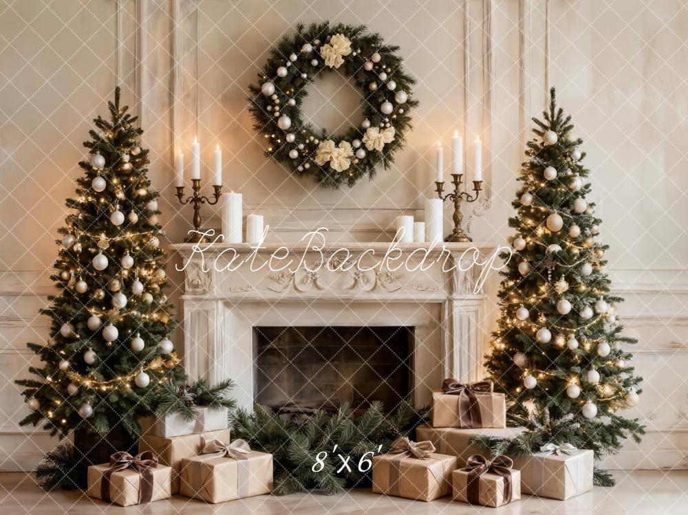 Kate Noël Sapins Cheminée Couronne Toile de fond en Laine conçue par Emetselch