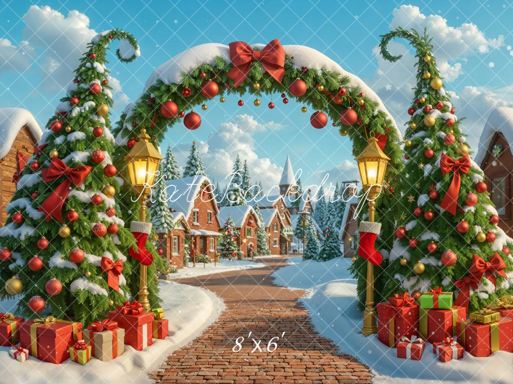 Kate Noël Arche Sapins Cadeaux Toile de fond conçue par Emetselch - Kate Backdrop FR