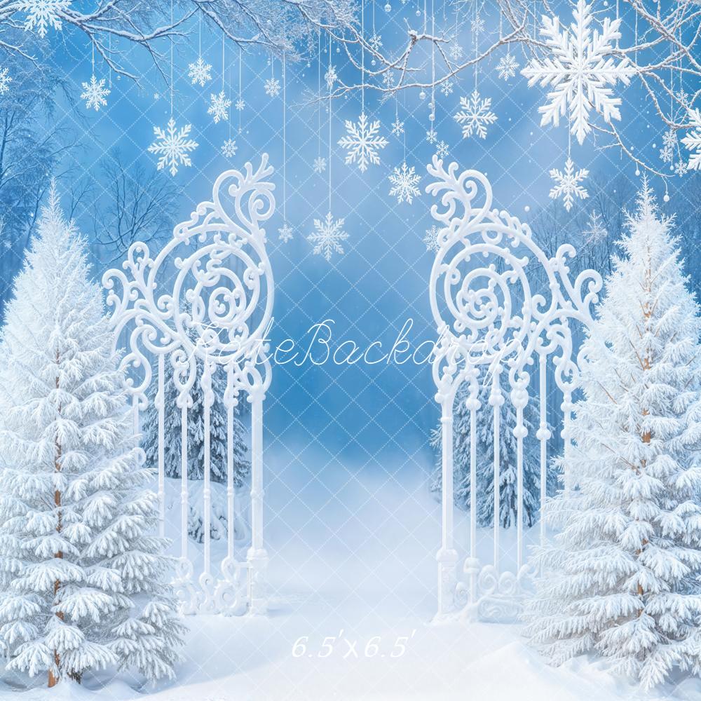 Kate Hiver Neige Portail Arbres Flocons Toile de fond conçue par Emetselch
