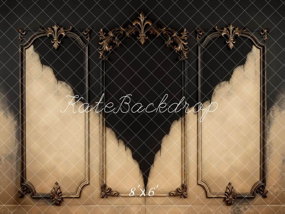 Kate Architecture Baroque Mur Noir Beige Toile de fond conçue par Mini MakeBelieve