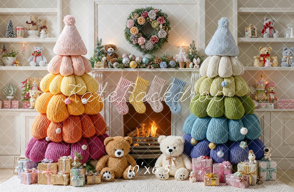 Kate Noël Sapins Peluche Cheminée Toile de fond en Laine conçue par Emetselch - Kate Backdrop FR