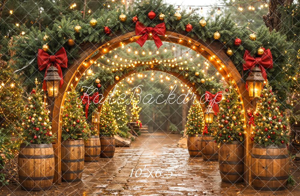 Kate Noël Arche Sapins Lanternes Toile de fond conçue par Emetselch - Kate Backdrop FR