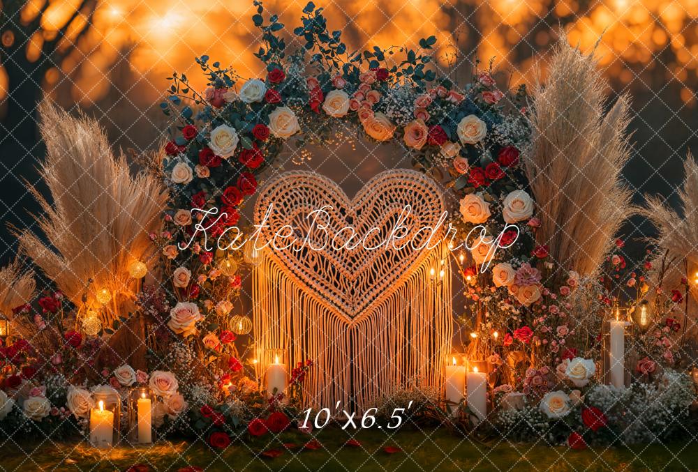 Kate Saint Valentin Arche Fleurs Macramé Toile de fond en Laine conçue par Emetselch