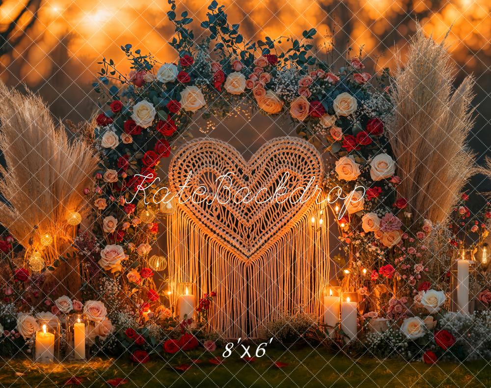Kate Saint Valentin Arche Fleurs Macramé Toile de fond en Laine conçue par Emetselch