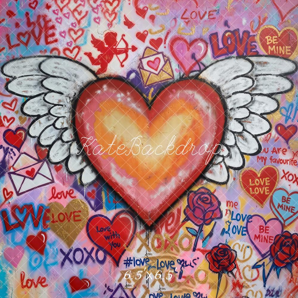Kate La Saint Valentin Coeur Ailes Graffiti Toile de fond conçue par Emstselch