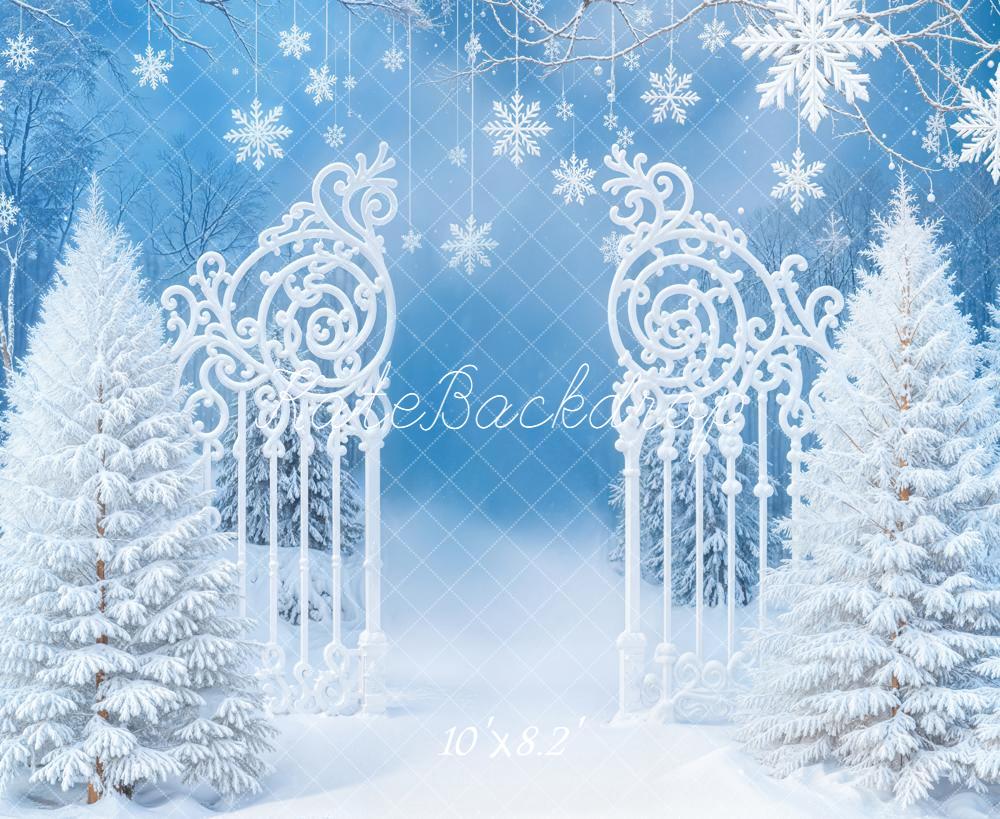 Kate Hiver Neige Portail Arbres Flocons Toile de fond conçue par Emetselch