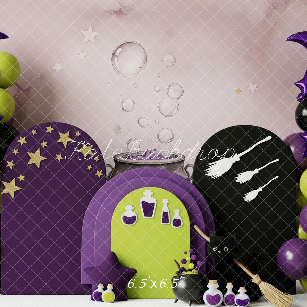 Kate Halloween Sorcellerie Ballons Chat Toile de fond conçue par Patty Roberts
