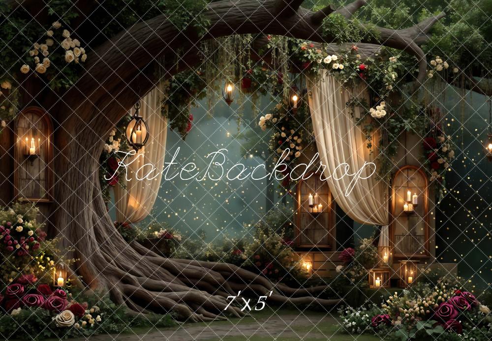 Kate Forêt Saint Valentin Fleurs Lumière Toile de fond conçue par Mini MakeBelieve - Kate Backdrop FR