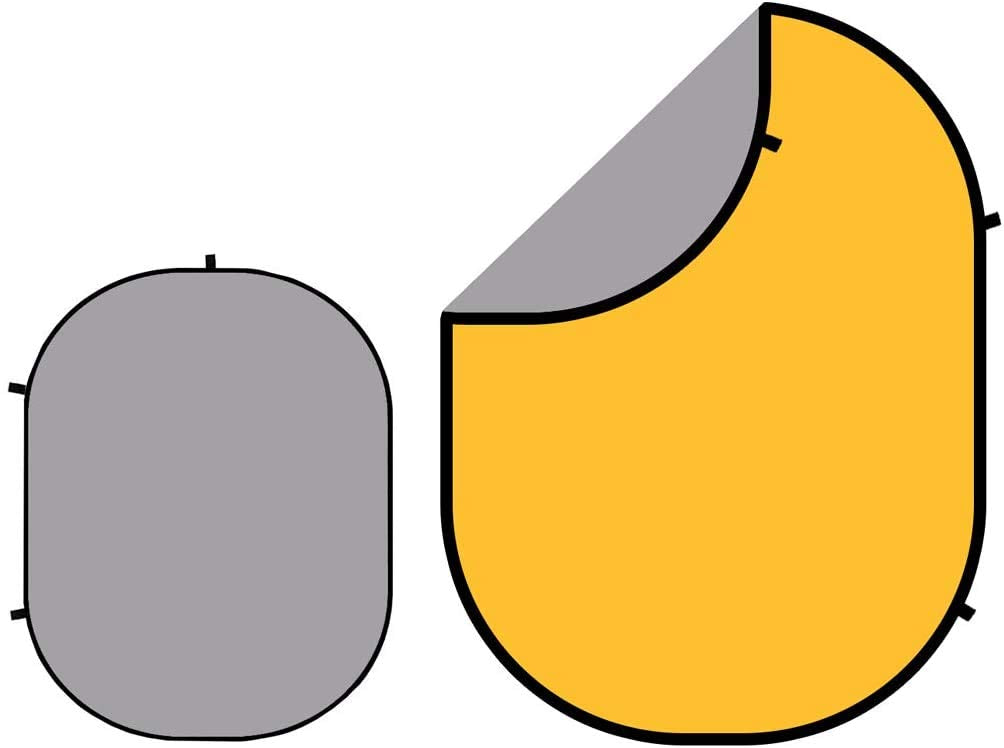 Kate Double-face Couleur Unie Gris clair/Jaune Toile de fond Pliable 5x6.5pi(1.5x2m) - Kate Backdrop FR