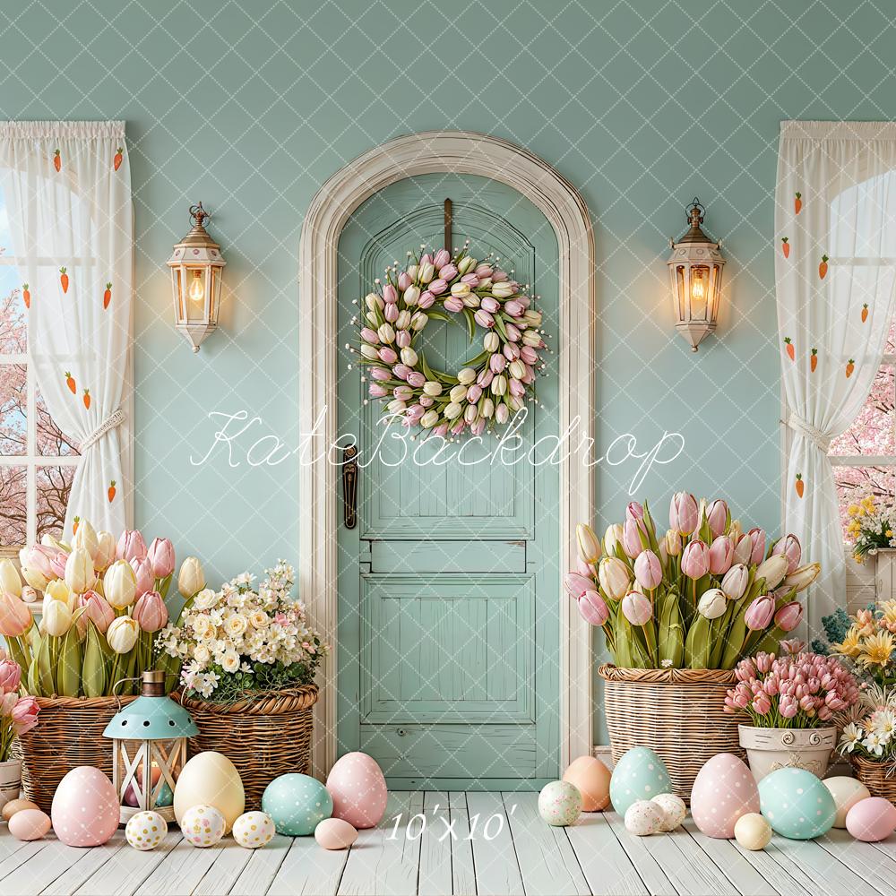 Kate Pâques Porte Tulipes Œufs Pastel Toile de fond conçue par Emetselch