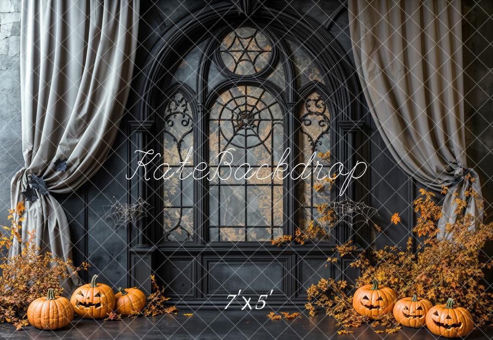Kate Halloween Citrouilles Fenêtre Rideaux Toile de fond conçue par Emetselch - Kate Backdrop FR