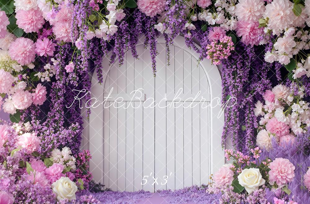 Kate Arche Florale Fleurs Roses Violet Toile de fond conçue par Mini MakeBelieve