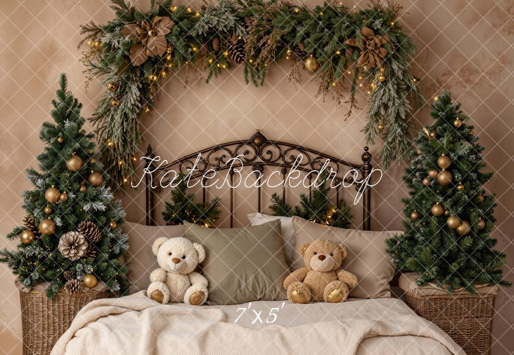 Kate Noël Sapins Tête de Lit Ours Toile de fond conçue par Emetselch - Kate Backdrop FR