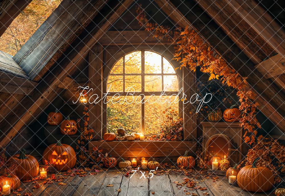 Kate Halloween Grenier Citrouilles Bougies Toile de fond conçue par Emetselch