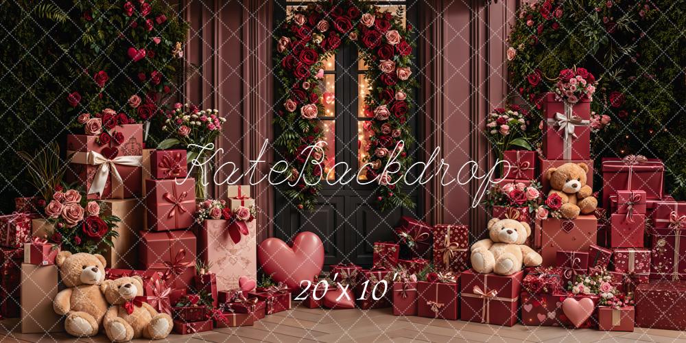Kate Saint Valentin Fleurs Cadeaux Ours Toile de fond conçue par Emetselch