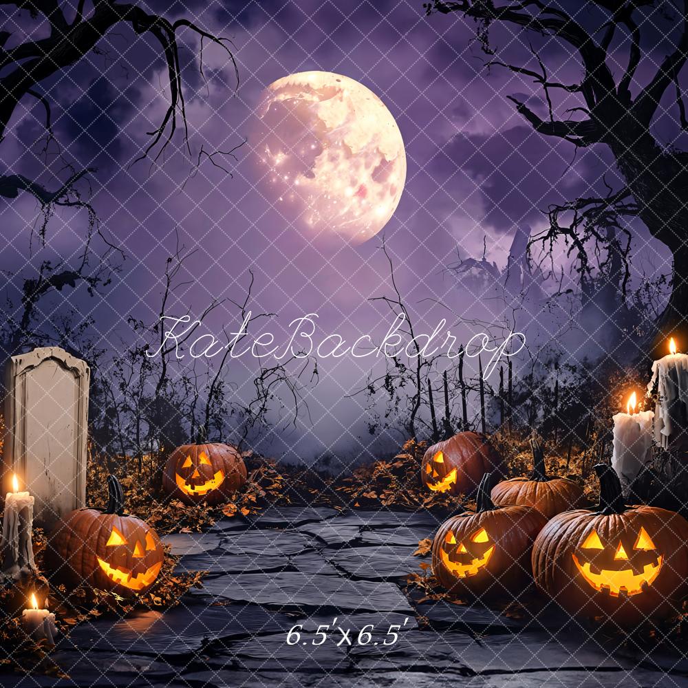 Kate Halloween Citrouilles Pleine Lune Bougies Toile de fond conçue par Emetselch - Kate Backdrop FR