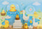 Kate Canards Bébés Étang Bleu Toile de fond conçue par Patty Roberts - Kate Backdrop FR