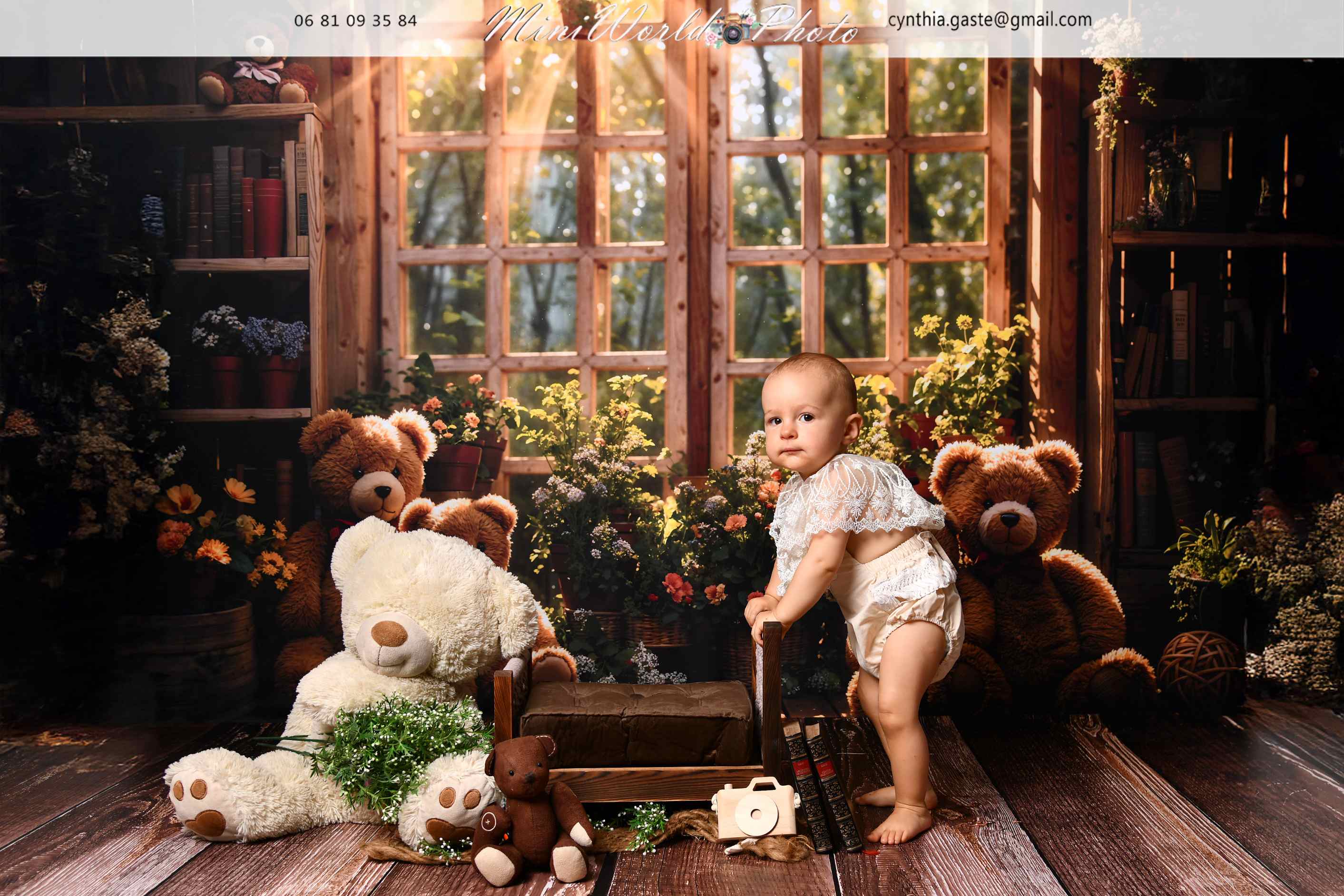 Kate Automne Intérieur Fleur Ours en peluche Soleil Toile de fond conçue par Emetselch