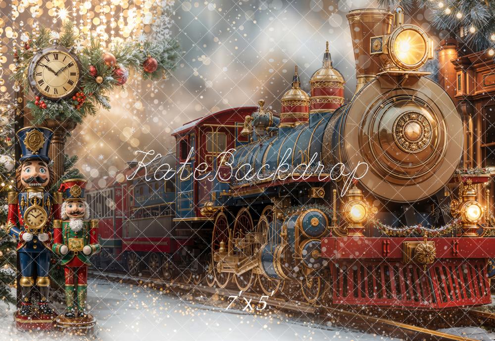 Kate Train Polaire Noël Casse-Noisette Horloge Toile de fond conçue par Emetselch