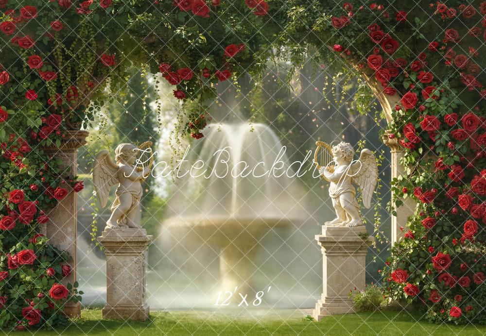 Kate Jardin Cour Roses Fontaine Toile de fond en Polar conçue par Emetselch