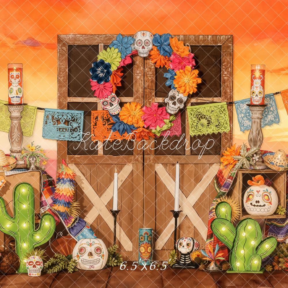 Kate Mexicain Halloween Porte Cactus Toile de fond conçue par Emetselch - Kate Backdrop FR