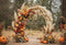 Kate Automne Arc Fleurs Herbe Citrouilles Toile de fond conçue par Emetselch