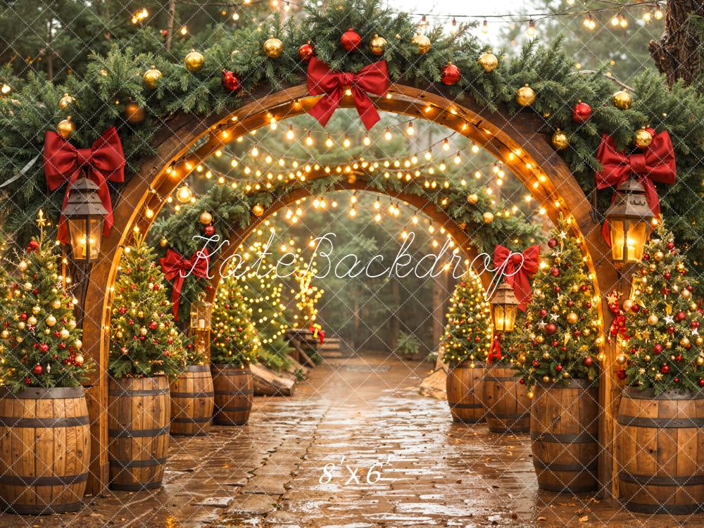 Kate Noël Arche Sapins Lanternes Toile de fond conçue par Emetselch - Kate Backdrop FR