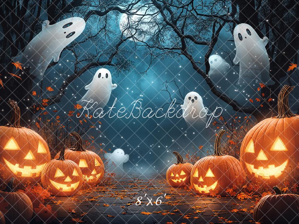 Kate Halloween Citrouilles Fantômes Forêt Toile de fond conçue par Emetselch - Kate Backdrop FR
