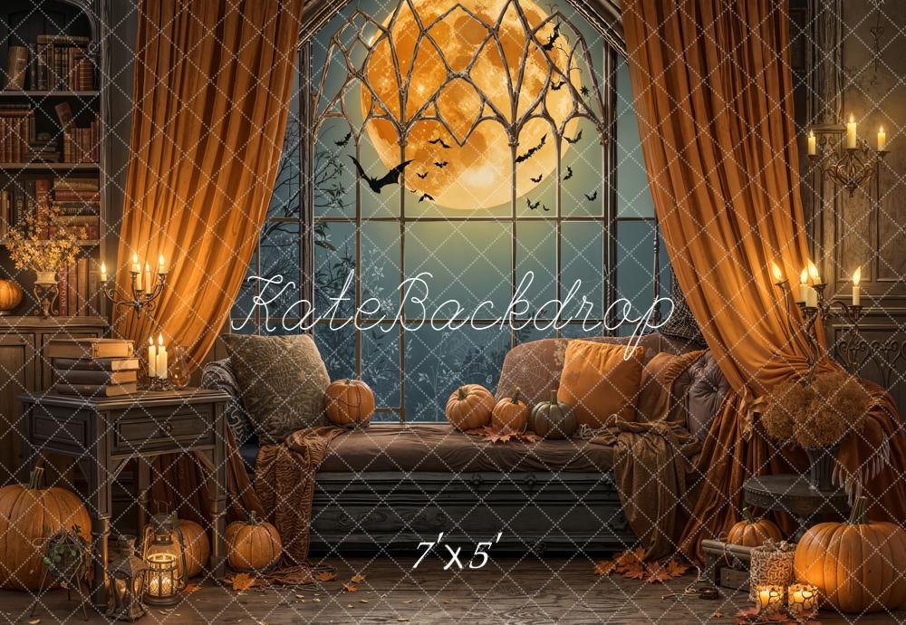Kate Halloween Salon Lune Citrouilles Toile de fond conçue par Emetselch - Kate Backdrop FR