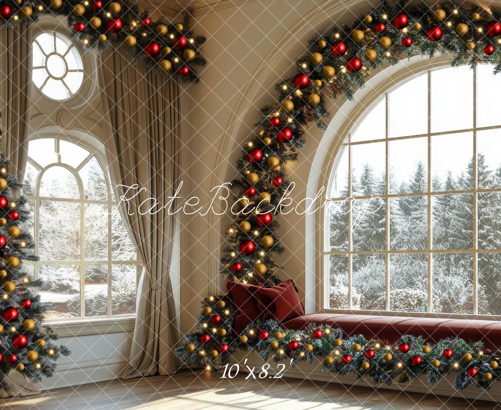 Kate Noël Fenêtre Boules Décorations Toile de fond conçue par Mini MakeBelieve - Kate Backdrop FR