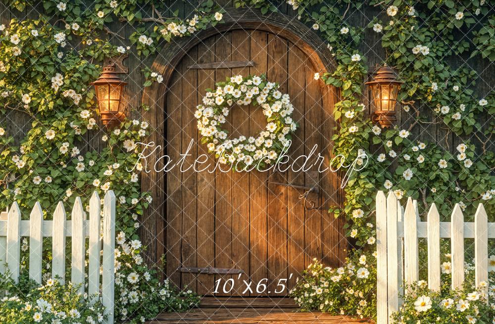 Kate Jardin Porte Clôture Fleurs Toile de fond en Laine conçue par Emetselch