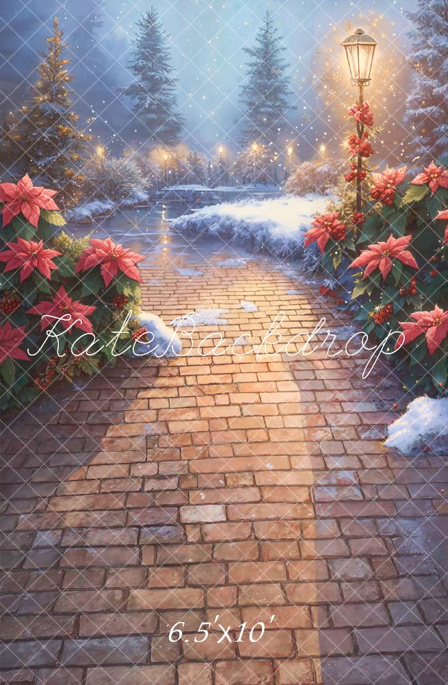 Kate Noël Chemin Lampadaire Fleurs Toile de fond en Laine conçue par Emetselch - Kate Backdrop FR