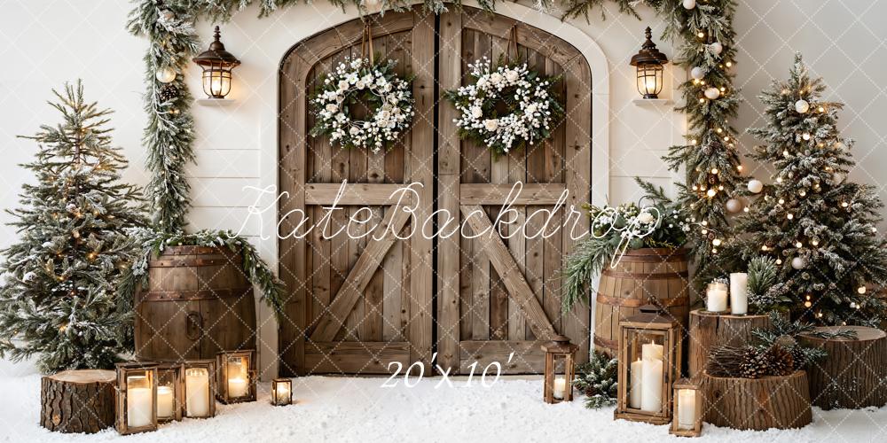 Kate Hiver Porte Bois Lanternes Toile de fond conçue par Emetselch