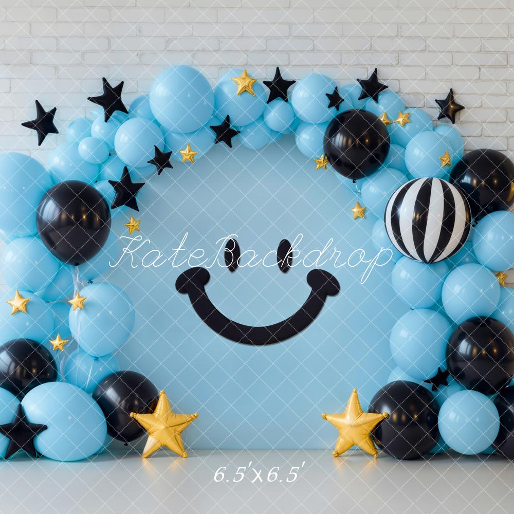 Kate Anniversaire Ballons Sourire Étoiles Toile de fond conçue par Emetselch - Kate Backdrop FR