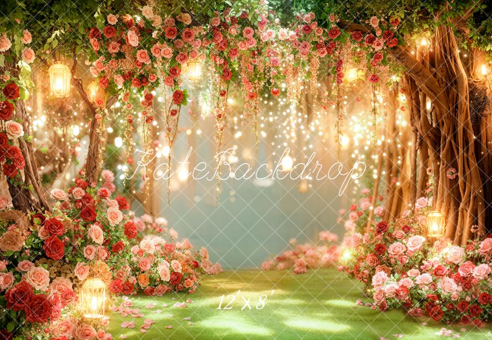 Kate Saint Valentin Fleurs Lumière Toile de fond en Laine conçue par Emetselch