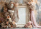 Kate Floral Cadre Vintage Beige Toile de fond conçue par Mini MakeBelieve - Kate Backdrop FR