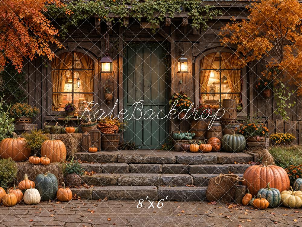 Kate Automne Maison Citrouilles Lumière Toile de fond conçue par Emetselch - Kate Backdrop FR