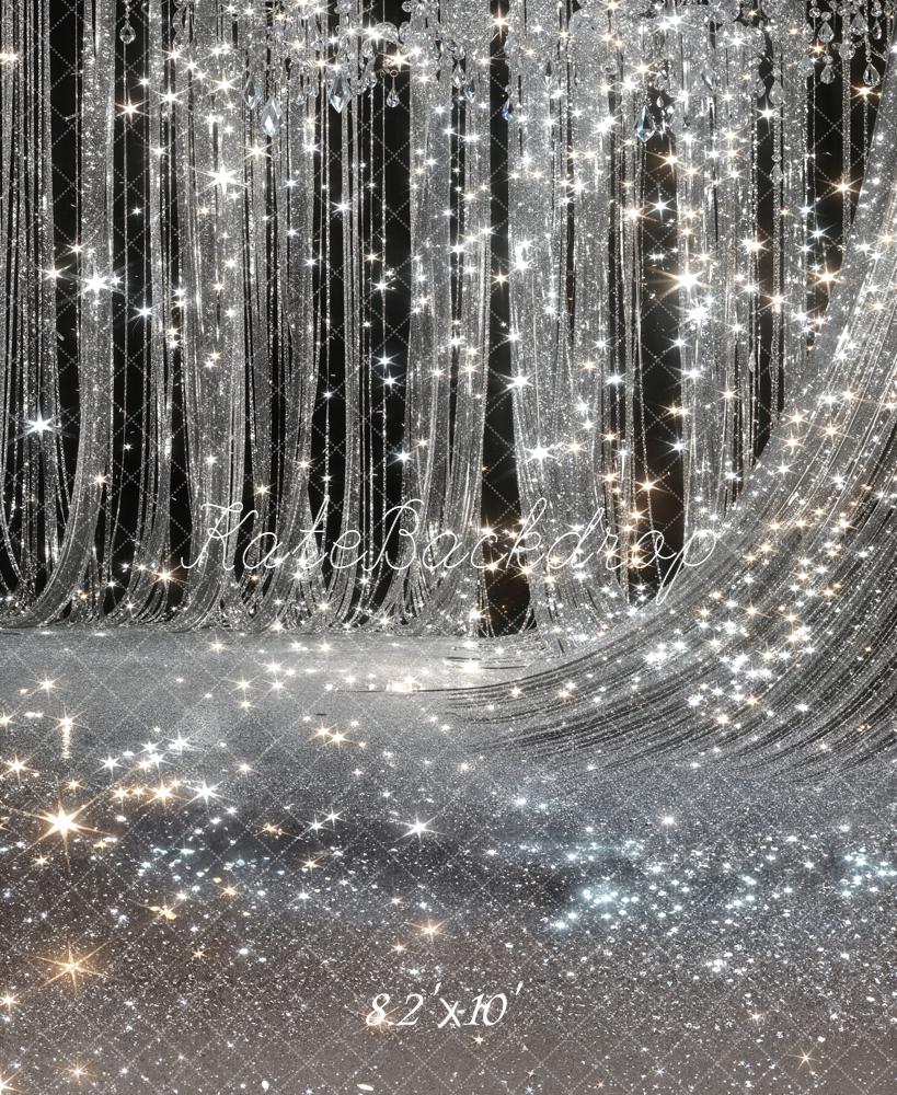 Kate Rideaux Cristal Paillettes Argent Mode Toile de fond conçue par Emetselch