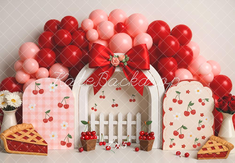 Kate Cerise Ballons Clôture Tarte Arche Toile de fond conçue par Mini MakeBelieve - Kate Backdrop FR