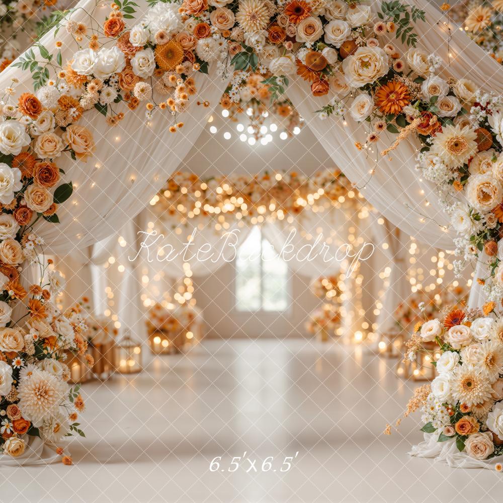 Kate Mariage Arc Fleurs Lumières Toile de fond conçue par Emetselch