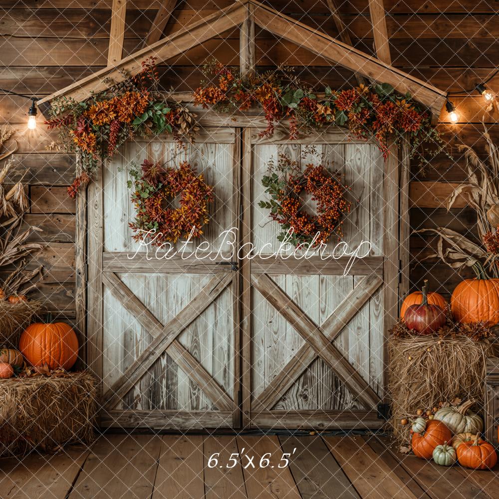 Kate Automne Citrouilles Foin Grange Toile de fond conçue par Emetselch