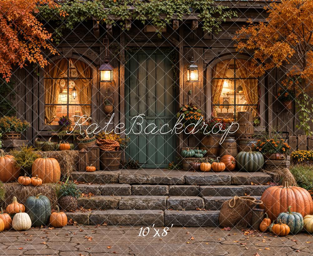 Kate Automne Maison Citrouilles Toile de fond en Laine conçue par Emetselch - Kate Backdrop FR